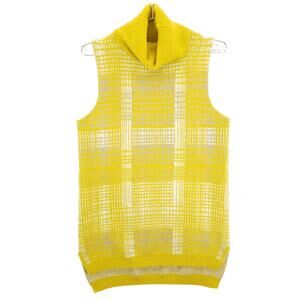 The Limited Sweater Women Medium Yellow Sleeveless Cowl Neck Hi Low Hem Pullover